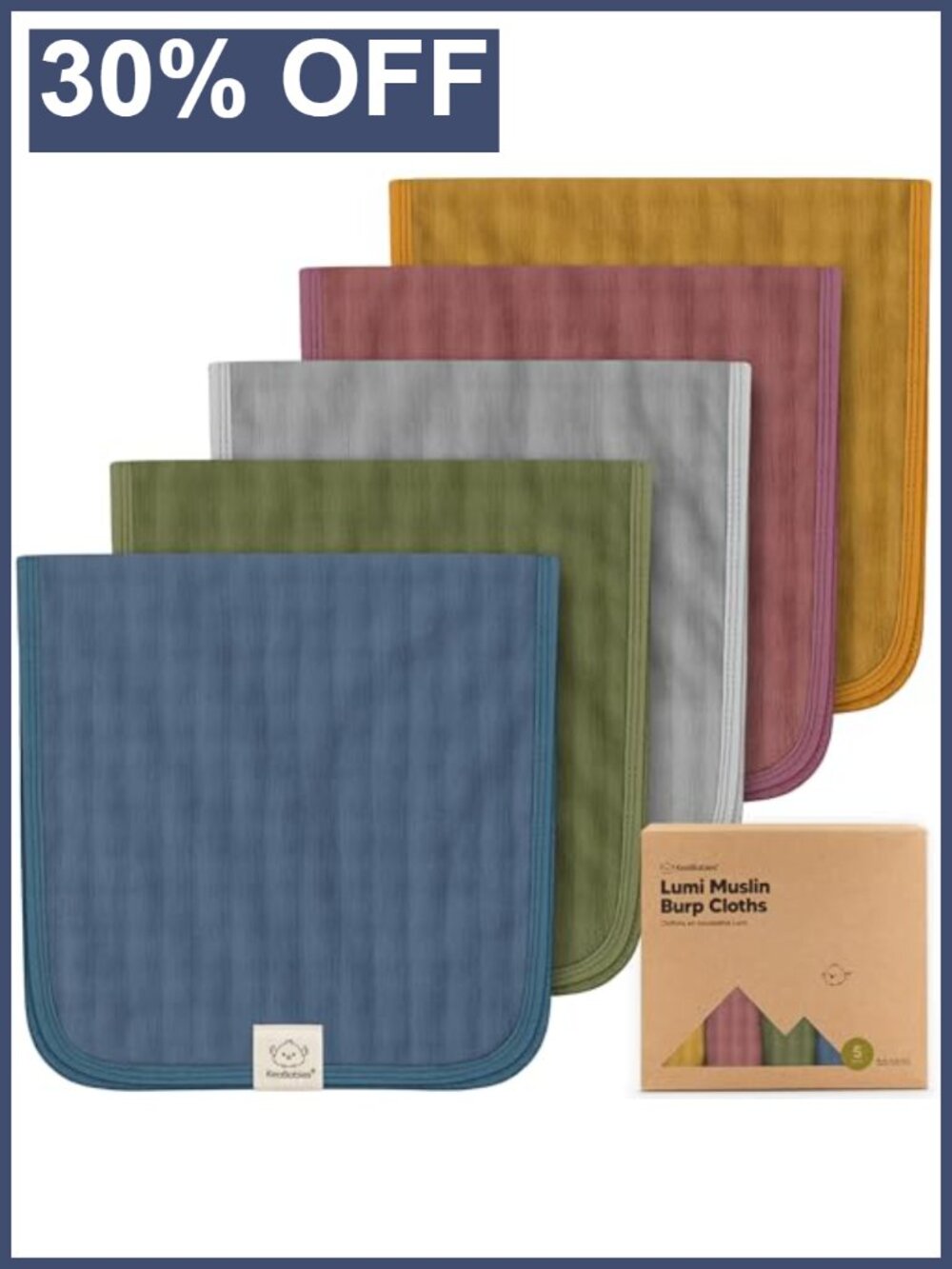 Baby Burp Cloths 5-Pack Ultra Absorbent Muslin 8-Layer Newborn Feeding